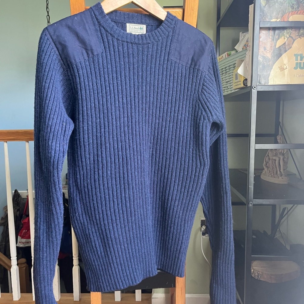 L.L. Bean Men's Navy Wool Crewneck Sweater